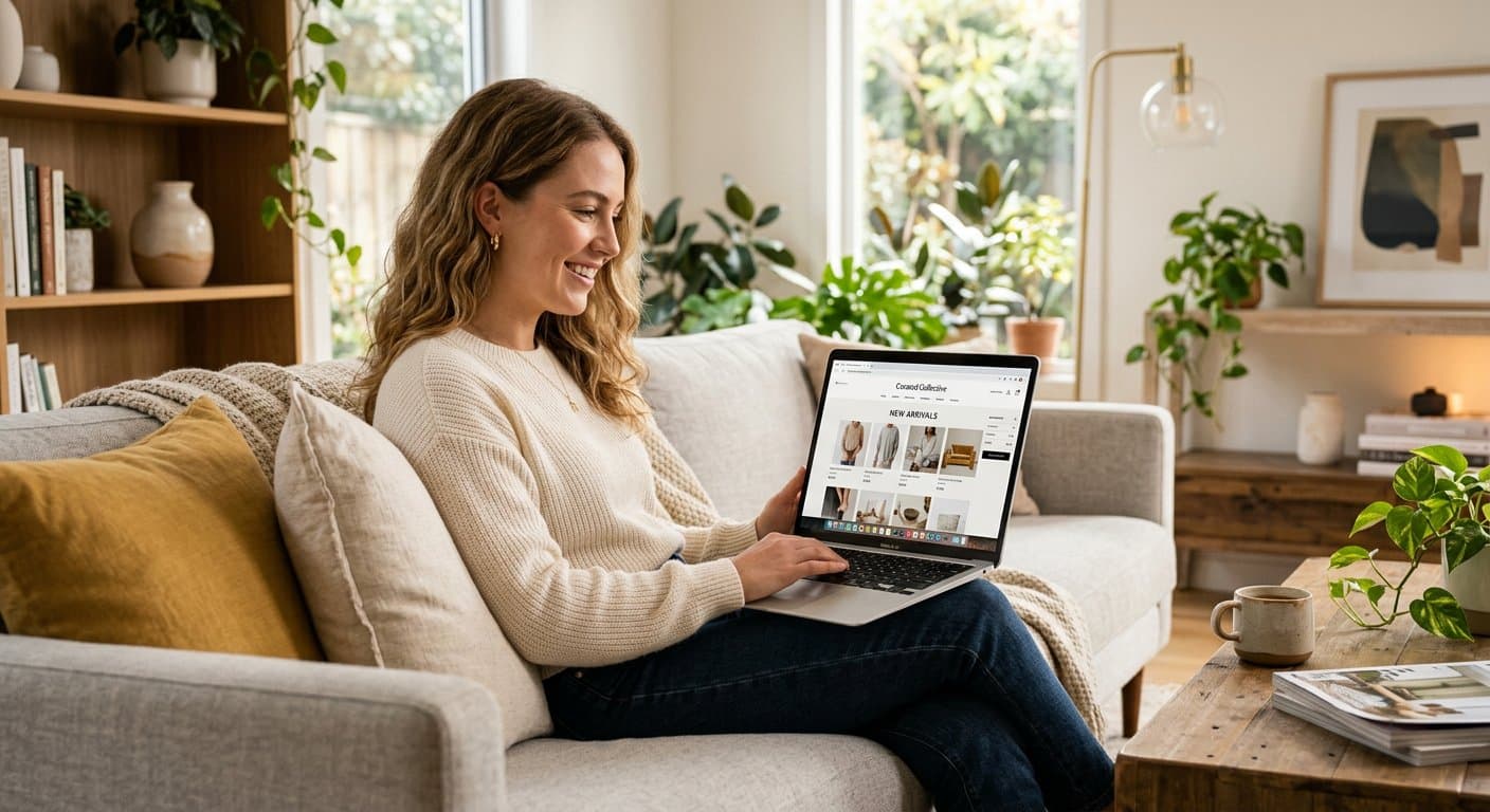 Small business owner managing online store